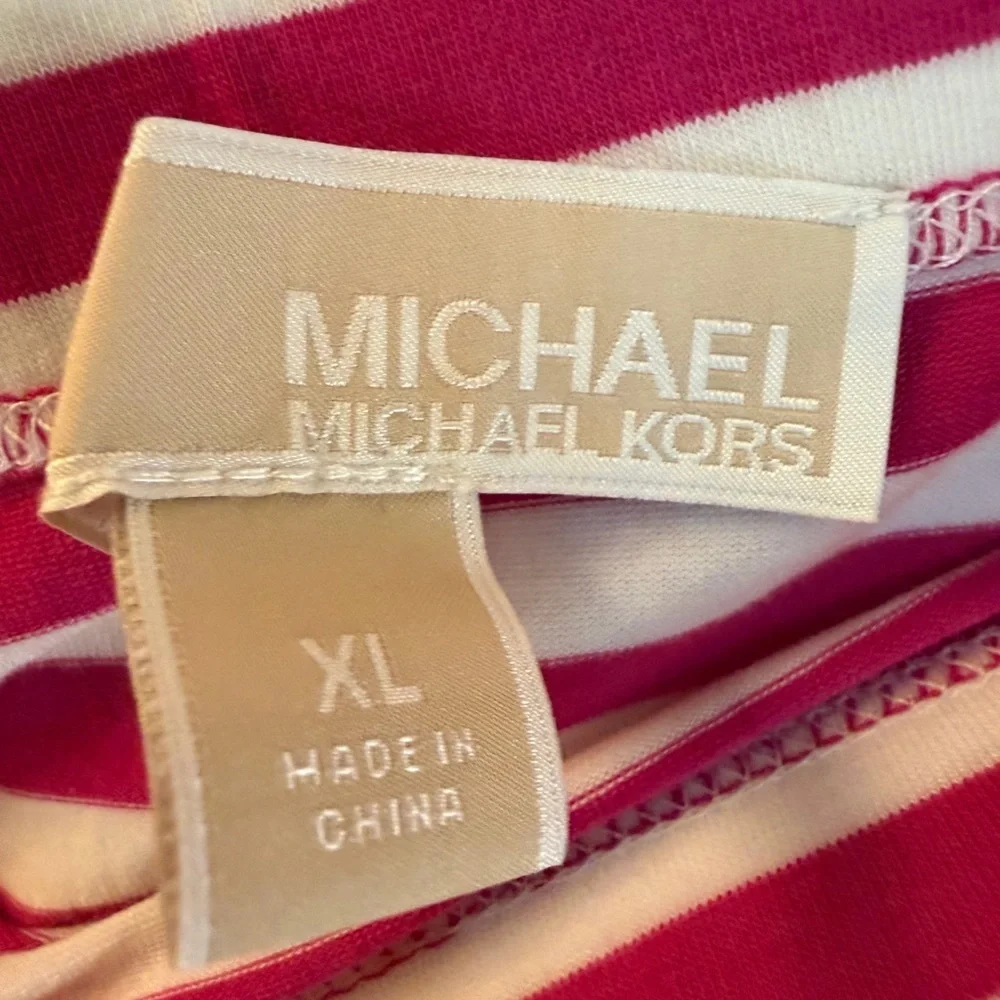 Michael Kors Pink and White Striped Maxi Skirt